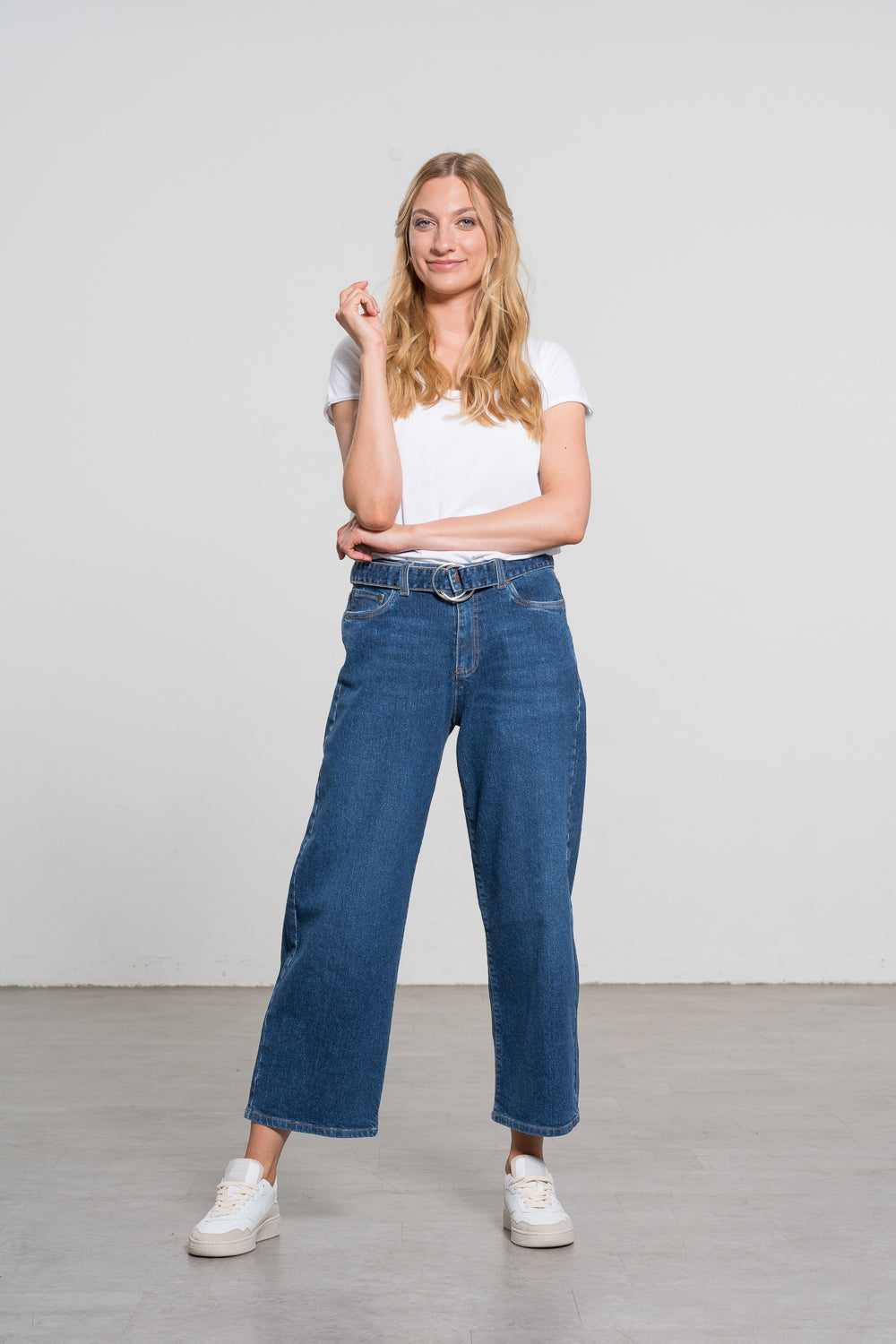 fv-Flo:ra | Wide Leg | High Waist | Ankle | Hemp Denim | Medium Blue
