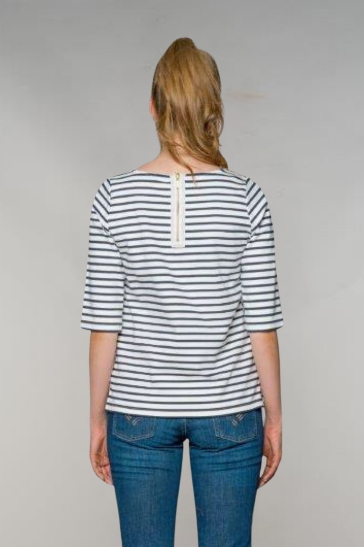 fv-Ali:na | Shirt | Round neck | ¾ sleeve | striped