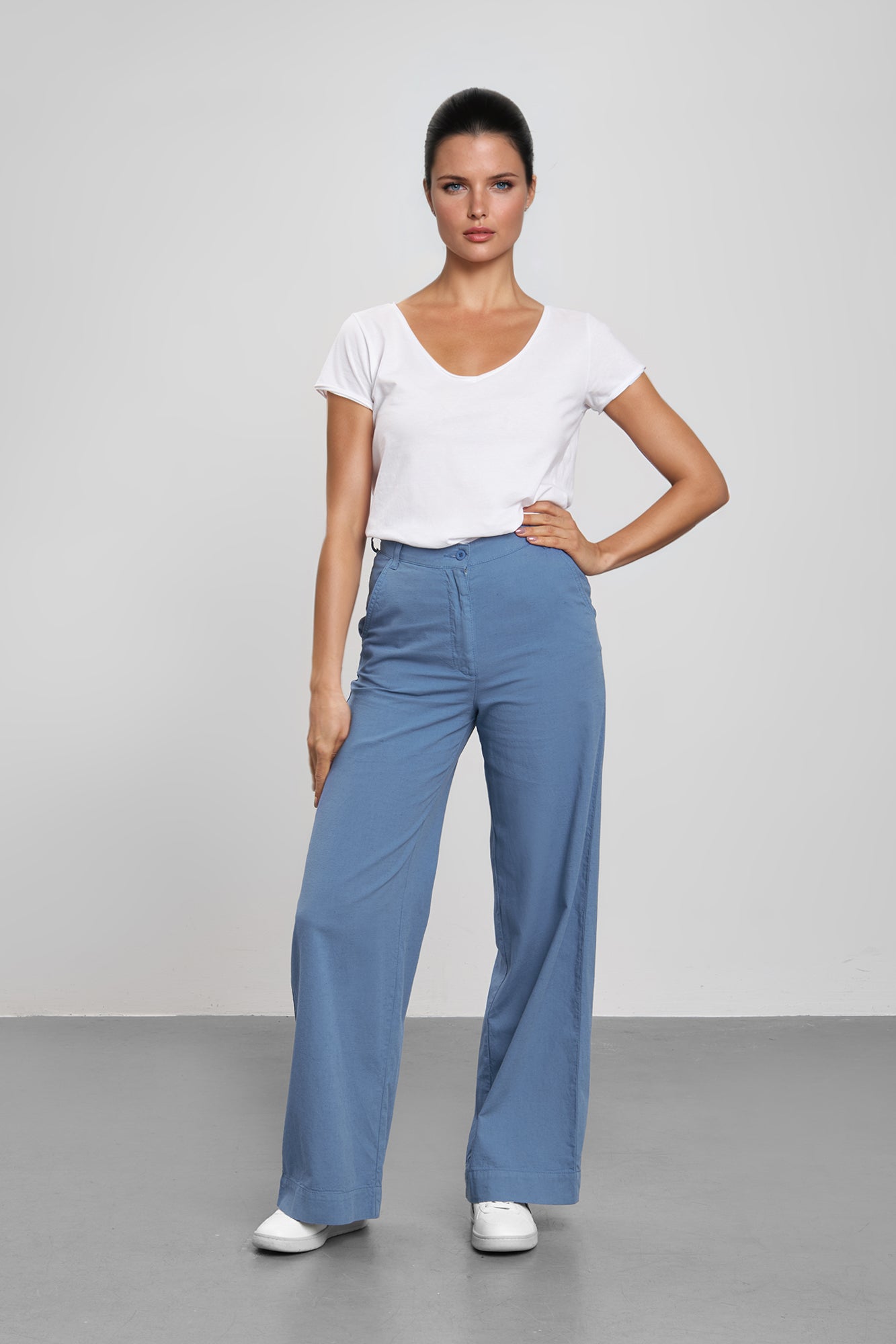 fv-FR:051 Wide Leg | High Waist | Cotton-Linen-Mix I feuervogl