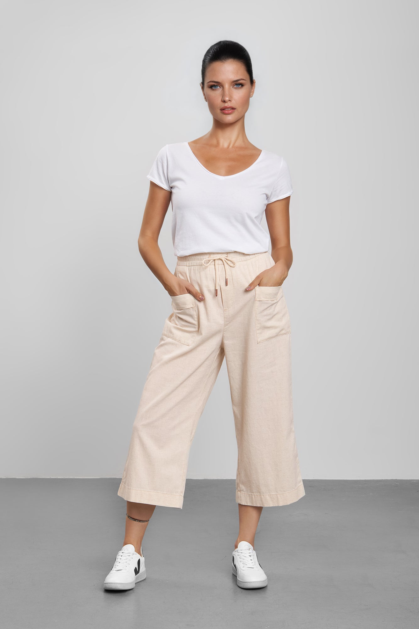 fv-Mar:tha Jogpants | Wide Leg | Cropped | Rubber Waistband | Cotton-Linen-Mix I feuervogl