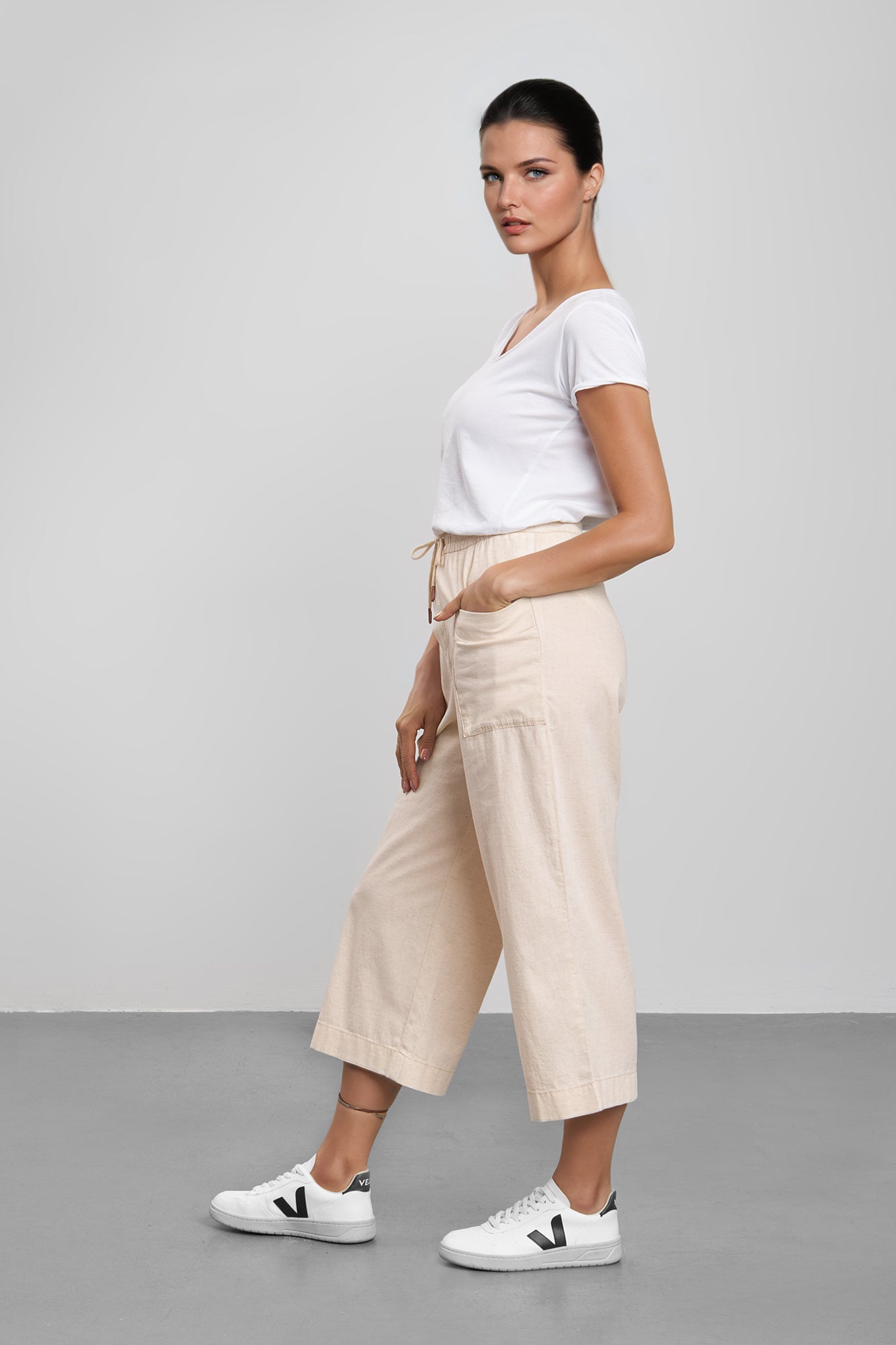fv-Mar:tha Jogpants | Wide Leg | Cropped | Rubber Waistband | Cotton-Linen-Mix I feuervogl