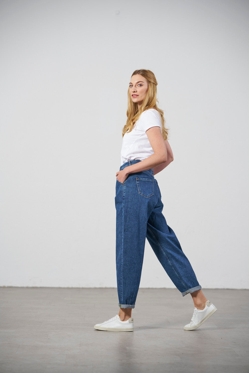 Bellella Women Fake Jeans High Waist Faux Denim Pant Elastic